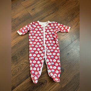 Roller Rabbit Baby Pima Cotton Snowman Snap Footie Red Size 0-3 Months